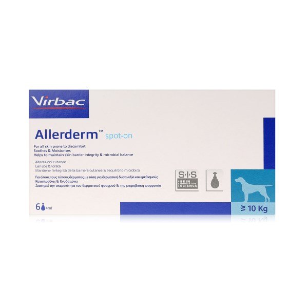 Allerderm Spot On for Dogs Over 10kg - 4ml x 6 Pipettes