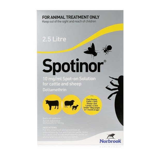 Spotinor 10mg/ml Spot-on Solution for Cattle and Sheep 2.5 Litre