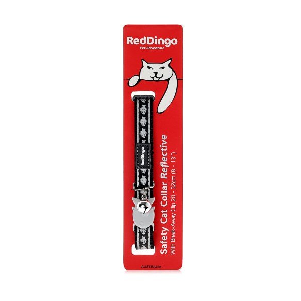 Red Dingo Reflective Cat Collar - Black