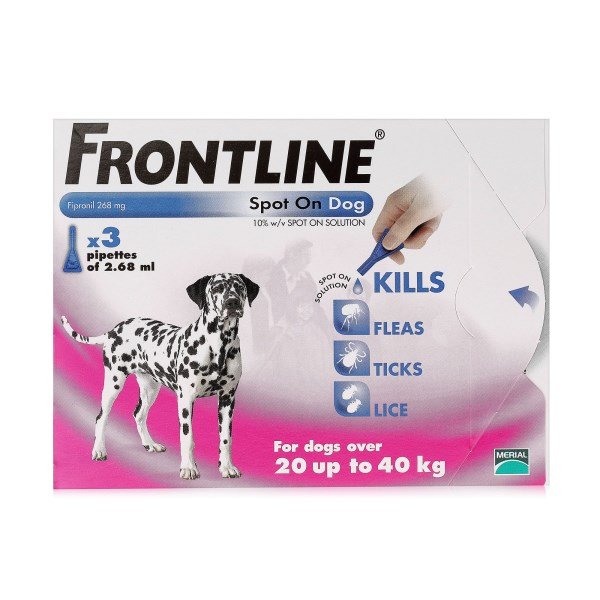 Frontline Spot-On for Dogs 20-40kg x 3 Pipettes