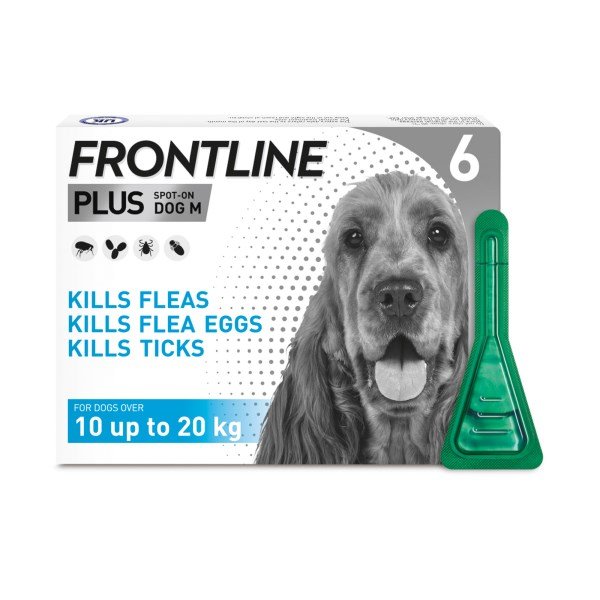 Frontline Plus Spot-On for Medium Dogs 10-20kg x 6 Pipettes
