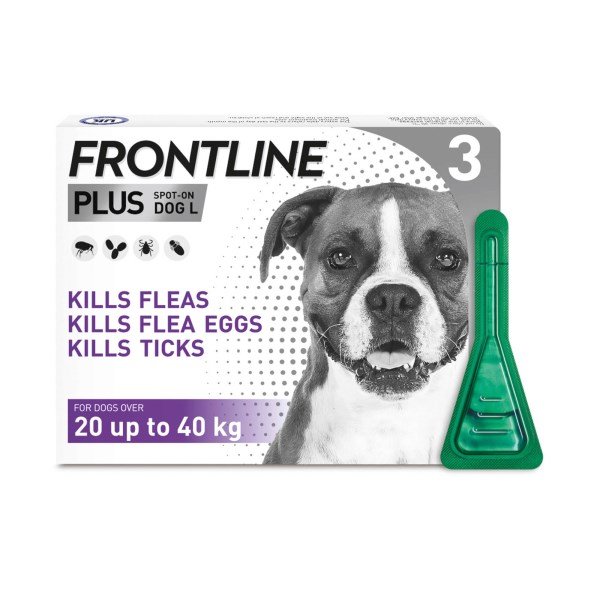 Frontline Plus Spot-On for Large Dogs 20-40kg x 3 Pipettes