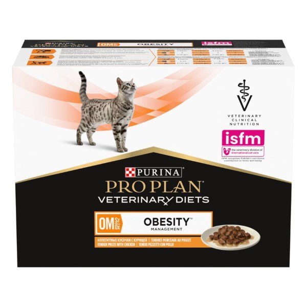 PRO PLAN VETERINARY DIETS OM Obesity Chicken Wet Cat Food 10 x 85g x 4