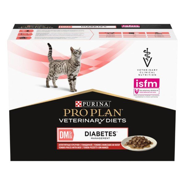PRO PLAN VETERINARY DIETS DM Diabetes Beef Wet Cat Food 10x85g