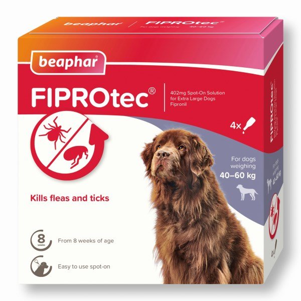 Beaphar FIPROtec® Flea & Tick Spot-On for Extra Large Dogs (>40kg) 4 Pipettes