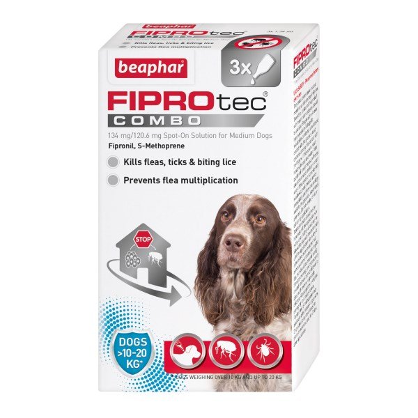 Beaphar FIPROtec® COMBO Flea & Tick Spot-On for Medium Dogs (10-20kg) 3 Pipettes