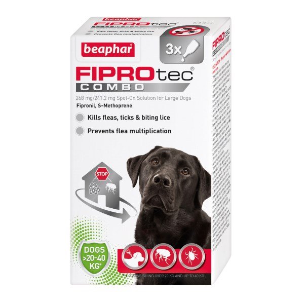 Beaphar FIPROtec® COMBO Flea & Tick Spot-On for Large Dogs (20-40kg) 3 Pipettes