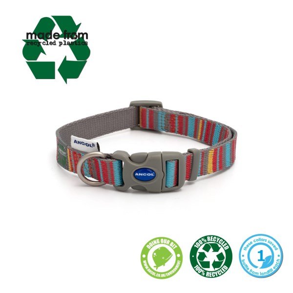 Ancol Orange Candy Stripe Made From Collar L