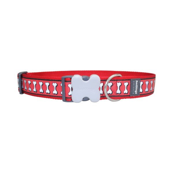 Red Dingo Red Dog Collar Reflective Bones X-Small