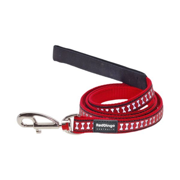Red Dingo Red Dog Lead Reflective Bones X-Small