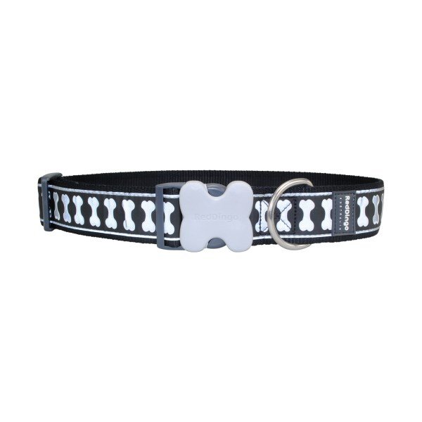 Red Dingo Dog Collar Reflective Bones Black X Smal