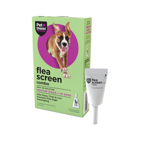 Pet Shield Flea Screen Combo 134mg / 120.6mg Spot on Solution Medium Dog x 1