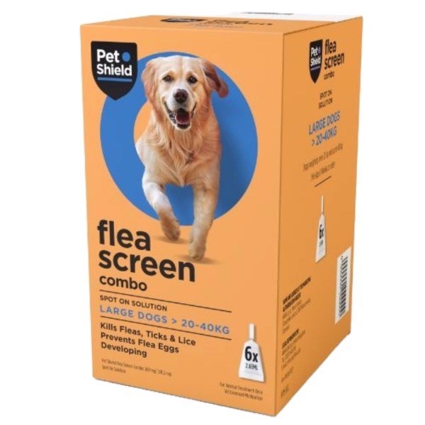 Pet Shield Flea Screen Combo 268mg / 241.2mg Spot on Solution Large Dog x 6