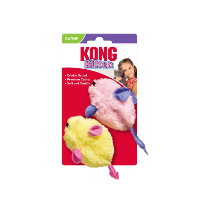 KONG Kitten Catnip Mice 2 Pack (Assorted Colours)