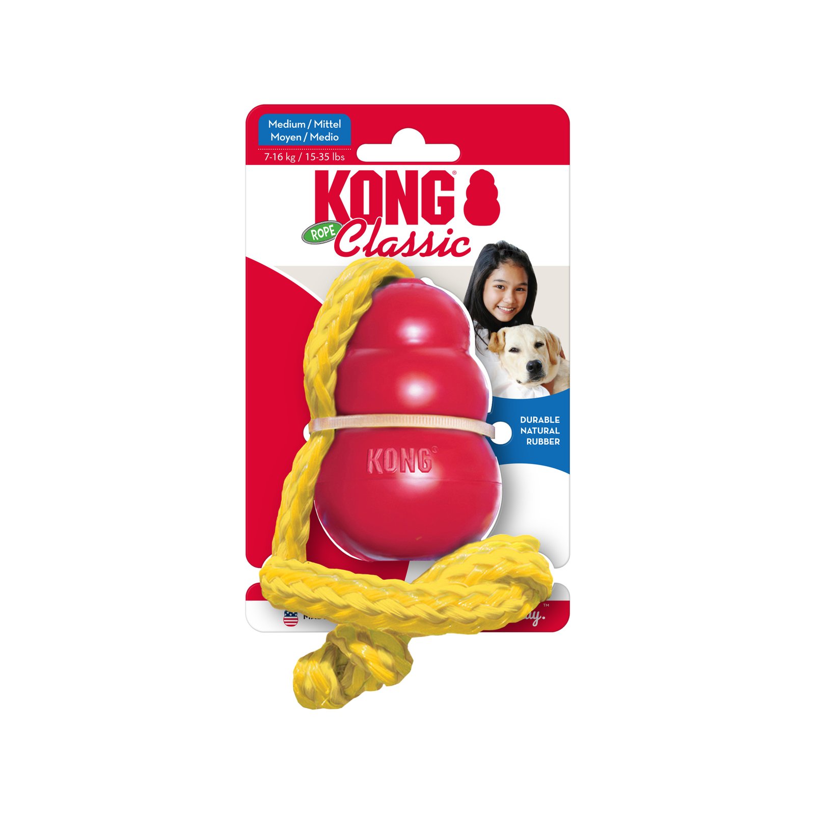 Kong With Rope KONG Classic With Rope - Medium - The Vet Superstore