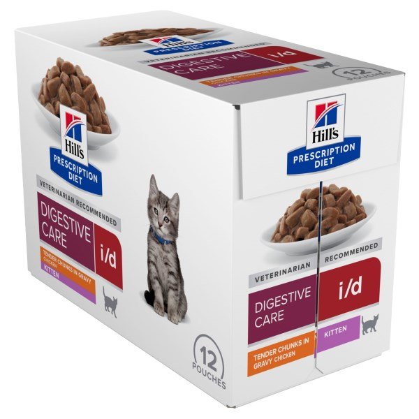 Hill's Prescription Diet i/d Digestive Care Kitten Food with Chicken Pouch 85g x 12